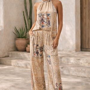 Rachel Zoe Floral Print Silk Halter Set